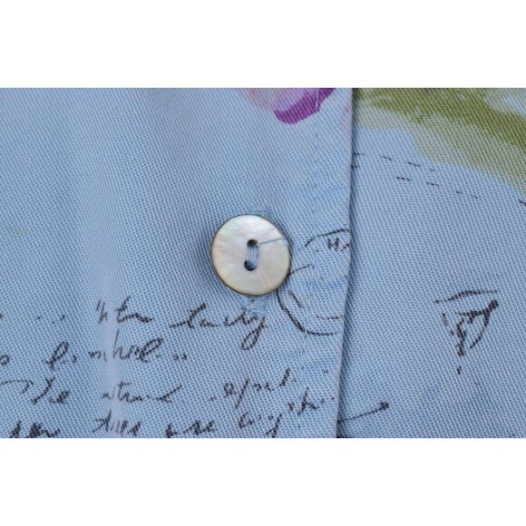 Vintage 90s Blue Floral Print Blouse by AKS Amy K Su | size S - Picture 7 of 10